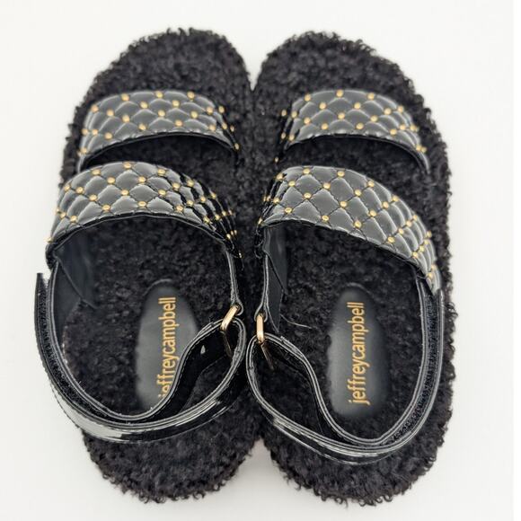 Jeffrey Campbell Ardeman Sandal Women's Open Toe Faux Fur Black Size US6 EU37 - Picture 5 of 11